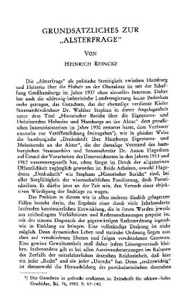 Grundsätzliches zur "Alsterfrage"