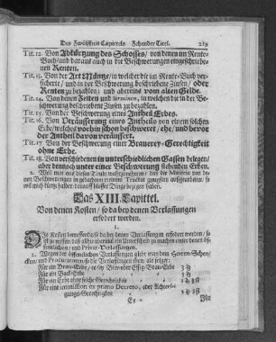 Das XIII. Kapittel. Von denen Kosten / so da bey denen Verlassungen erfordert werden.