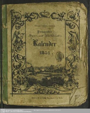 1851: Königl.-Sächs. concess. Pirna'scher Volks- und Wirthschafts-Kalender