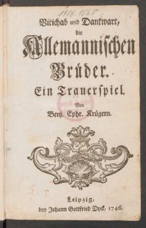 Vitichab und Dankwart, die Allemannischen Brüder : Ein Trauerspiel