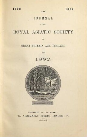 Journal of the Royal Asiatic Society. 1892