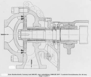 Erste Hochdruckstufe, Schema (Brown, Boveri und Cie.) : Technikgeschichte | Maschinenbau | Kraftmaschinen | Dampfturbinen