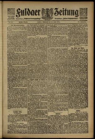 Erste Ausgabe vom Mittwoch, den 10. Juli 1912.