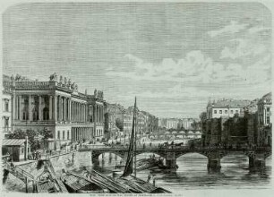 Partie an der Spree mit Burgstraße, Börse sowie Friedrichs- und Kurfürstenbrücke