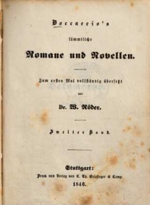Boccaccio's sämmtliche Romane und Novellen, 2. Dekameron ; Bd. 2
