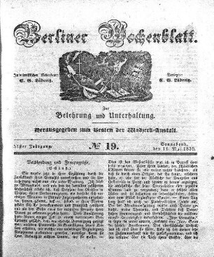 No. 19, Sonnabend, den 11. Mai 1839.