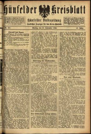 Ausgabe vom Montag, den 25. September 1922.