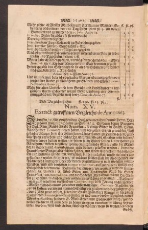 Num. XV. Extract getroffenen Vergleichs de Anno 1663.
