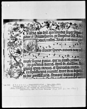 Psalterium aus Sankt Ulrich in Augsburg — Initiale U, darin Ausgießung des Heiligen Geistes, Folio 154verso