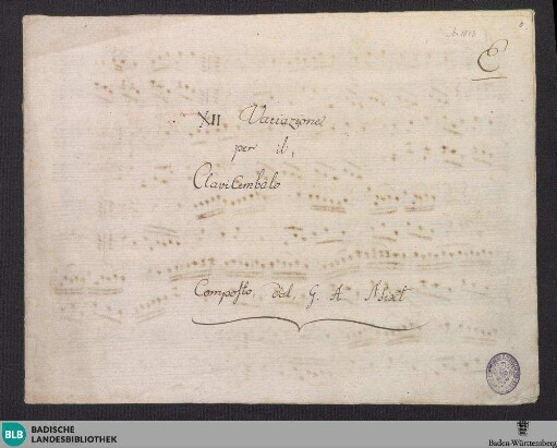 Variations - Don Mus.Ms. 1813 : cemb; C
