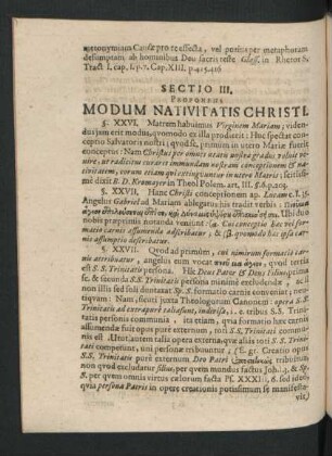 Sectio III. Proponens Modum Nativitatis Christi.