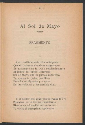 Al Sol de Mayo : Fragmento