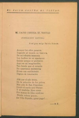 El zaíno contra el tostao : (Narración gaucha)