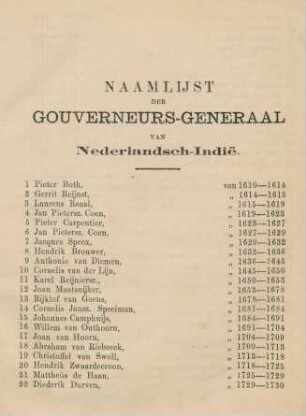 Naamlijst der gouverneurs-generaal von Nederlandsch-Indie