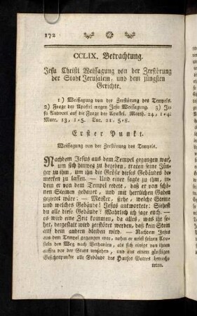 172-184, Jesu Weissagung von der Zerstoerung der Stadt Jerusalem, und dem juengsten Gerichte.