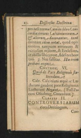 Classis II. Controversiarum circa Decologum.