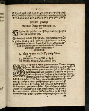 1-24, Fürsten-Predigt auß dem Propheten Esaia