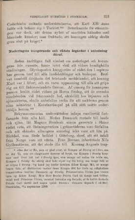 Nederlagets kungörande och rådets åtgärder i anledning däraf.