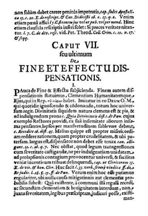 Caput VII. feu ultimum De fine et effectu dispensationis.