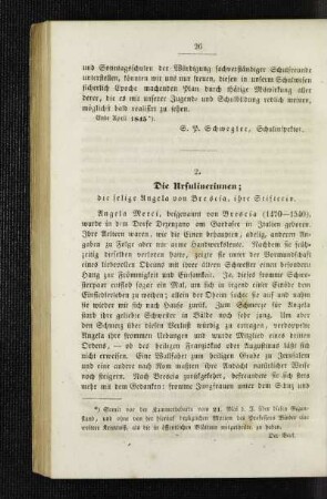 ¬Die¬ Ursulinerinnen : die selige Angela von Brescia, ihre Stifterin