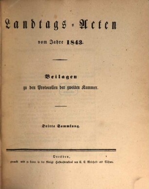 Landtags-Acten. 3. Abtheilung, Die Protocolle der 2. Kammer. Beilagen zu den Protocollen der 2. Kammer. 1842/43, Bd. 3