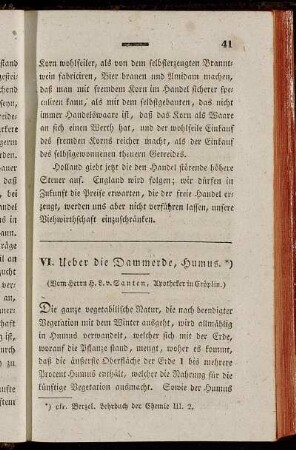 VI. Ueber die Dammerde, Humus. - XI. Technische Lehranstalten.