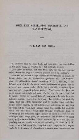 Over een meetkundig vraagstuk van kansrekening.
