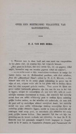 Over een meetkundig vraagstuk van kansrekening.