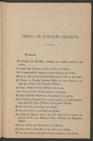 Obras de Joaquín Dicenta