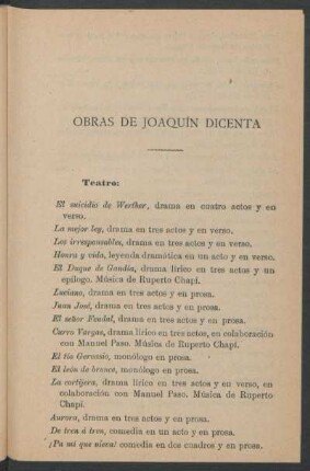 Obras de Joaquín Dicenta