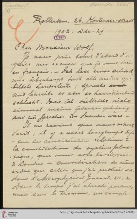 Briefe von Cornelis Easton an Max Wolf: Brief von Cornelis Easton an Max Wolf