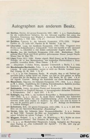 Autographen aus anderem Besitz (Nr. 688-704)