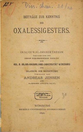 Beiträge zur Kenntnis des Oxalessigesters