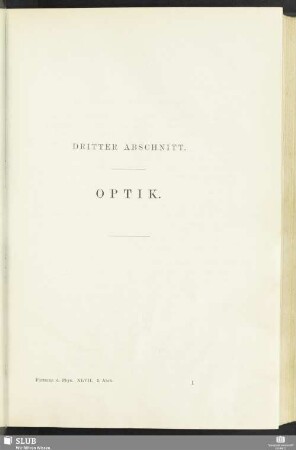 Dritter Abschnitt. Optik