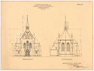 St. Laurentius, Rudersdorf bei Wilnsdorf: Seiten- und Choransicht (1909) 1:100