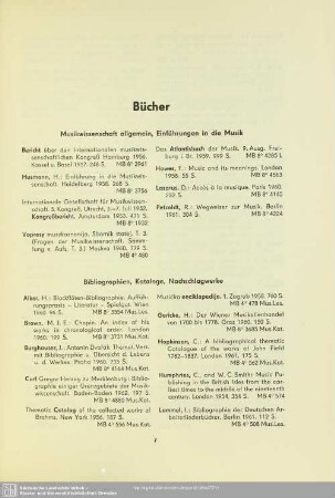 Musikwissenschaft allgemein, Einführungen in die Musik