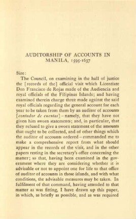 Auditorship of accounts in Manila, 1595-1637