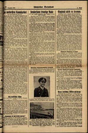 Zweite Ausgabe vom Freitag, den 01. Dezember 1939.