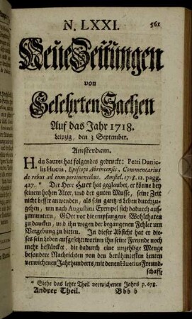 N. LXXI. Leipzig, den 3 September. - N. LXXVIII. Leipzig, den 28 September.