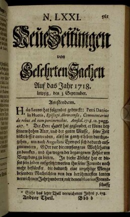 N. LXXI. Leipzig, den 3 September. - N. LXXVIII. Leipzig, den 28 September.