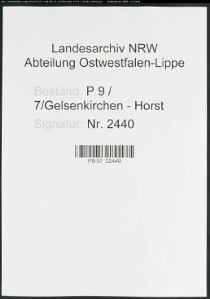 Sterberegister Standesamt Gelsenkirchen-Horst