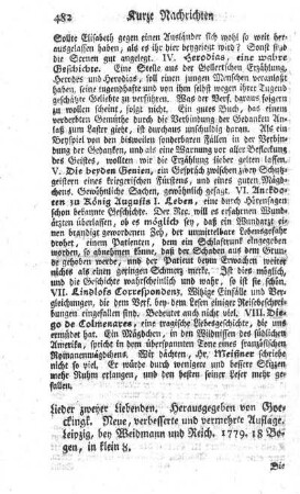 Lieder zweyer Liebenden. N.verb.Aufl.