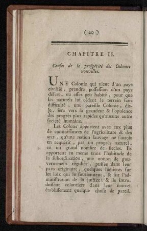 Chapitre II. Causes de la prospérité des Colonies nouvelles.