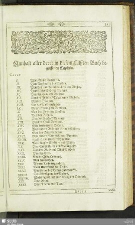 Innhalt aller derer in diesem Eilfften Buch begriffenen Capiteln