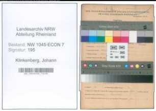 Entnazifizierung Johann Klinkenberg , geb. 24.05.1899 (Metzger)