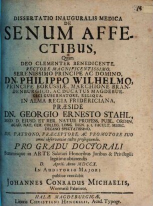 Diss. inaug. med. de senum affectibus