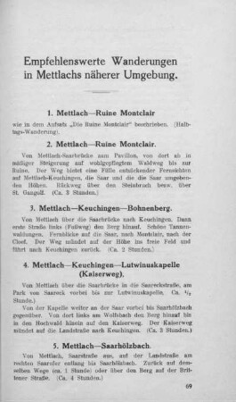 Empfehlenswerte Wanderungen in Mettlachs näherer Umgebung.