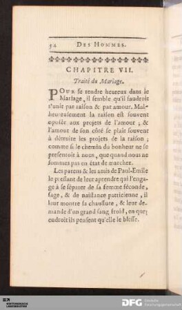 Chapitre VII. [VI.] Traité du Mariage.