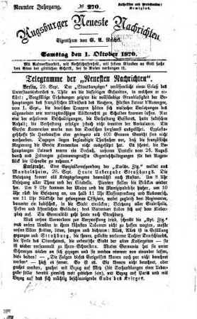 Augsburger neueste Nachrichten : Schwäbischer Kurier. 1870,10/12 = Jg. 9