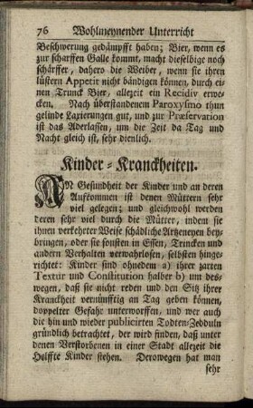 Kinder- Kranckheiten. - Zahn- Triebe oder Zähn- Hecken.
